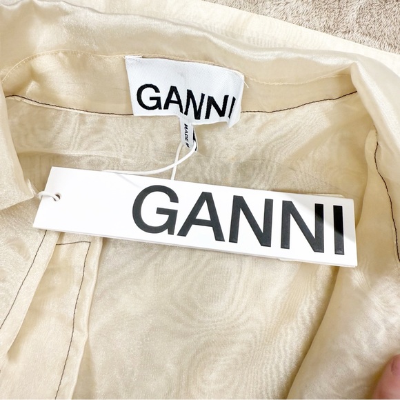 NWT Ganni Flint Sheer Dress in Tapioca, Size 40 (Medium) - Picture 9 of 10